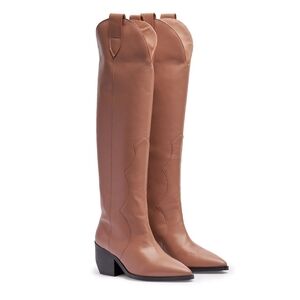 Inch2 Caramel Western Boots tall knee high taupe brown size 8.5 NEW NWOB